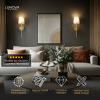 WIRELESS WALL SCONCES (SET OF 2 + 2 FREE BULBS INCLUDED)