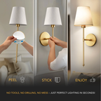 WIRELESS WALL SCONCES (SET OF 2 + 2 FREE BULBS INCLUDED)