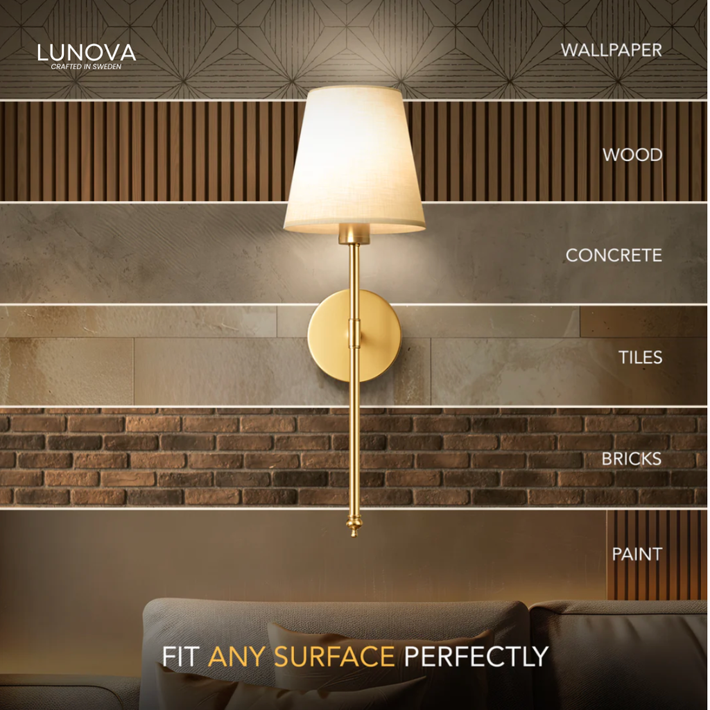 WIRELESS WALL SCONCES (SET OF 2 + 2 FREE BULBS INCLUDED)