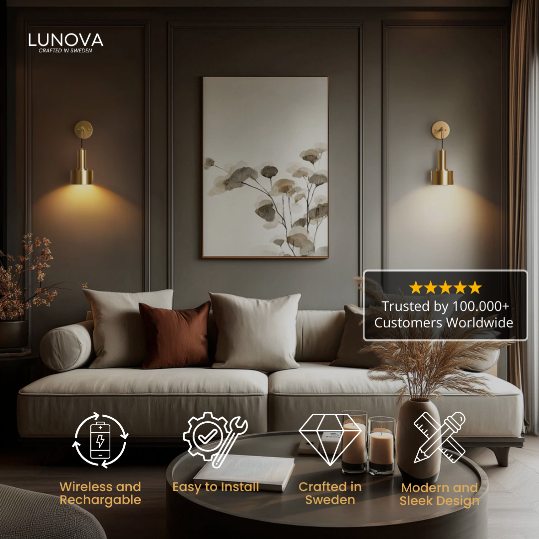 WIRELESS GOLD WALL SCONCES (SET OF 2)