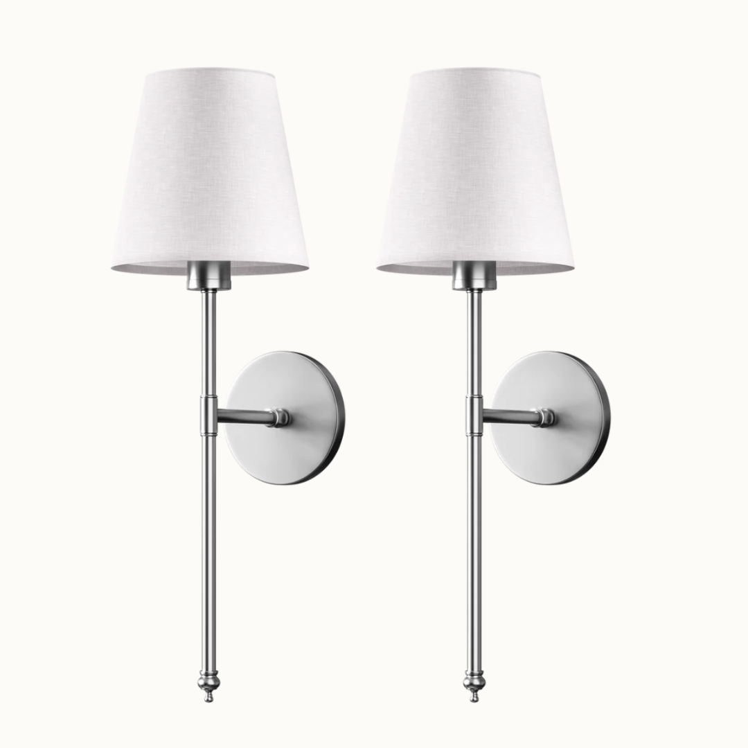 WIRELESS WALL SCONCES (SET OF 2 + 2 FREE BULBS INCLUDED)