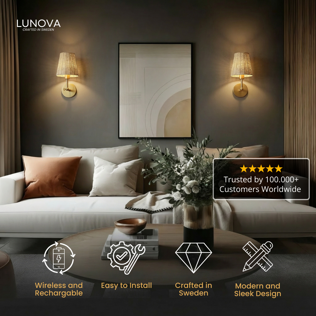 WIRELESS NATURAL WALL SCONCES (SET OF 2)