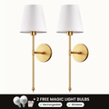 WIRELESS WALL SCONCES (SET OF 2 + 2 FREE BULBS INCLUDED)