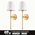WIRELESS WALL SCONCES (SET OF 2 + 2 FREE BULBS INCLUDED)